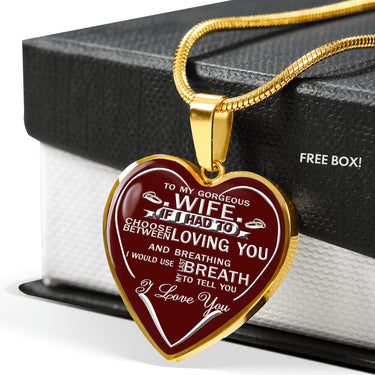Lovely To My Love - Use My Last Breath To Tell You I Love You - Husband Wife Heart Pendant Necklace Chain 20 Inch Easter, Wedding Gifts Woman fix